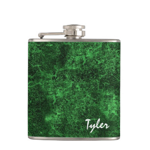 GREEN MARBLE Texture Custom Name Flask v13