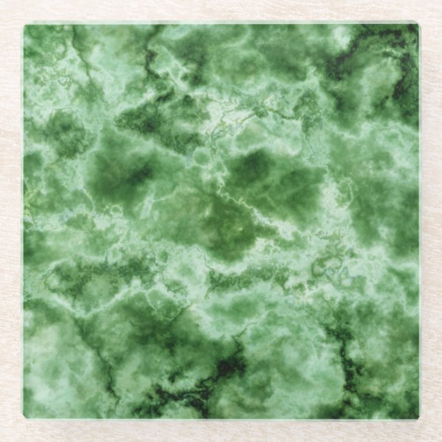 Green Marble Texture Glass Coaster (Front)