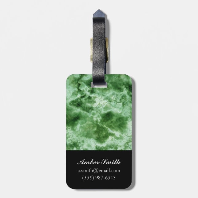 Green Marble Texture Luggage Tag (Back Vertical)