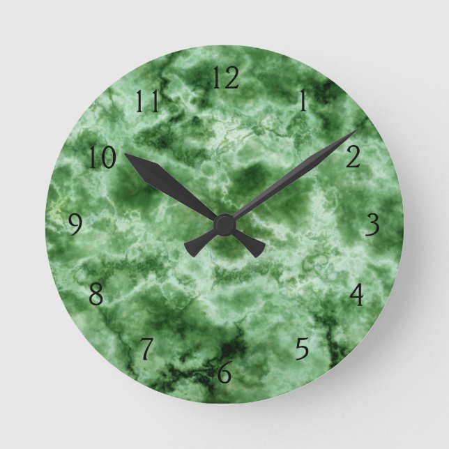 Green Marble Texture Round Clock (Front)