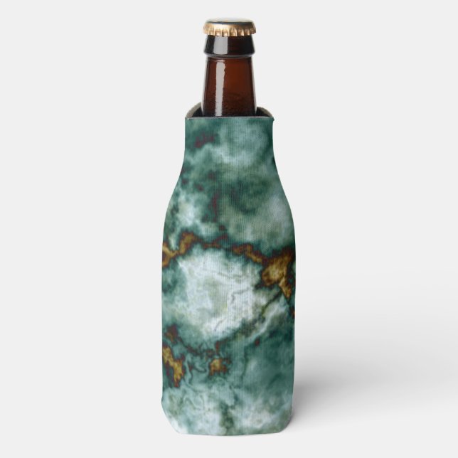 Green Marble Texture With Veins Bottle Cooler (Bottle Front)