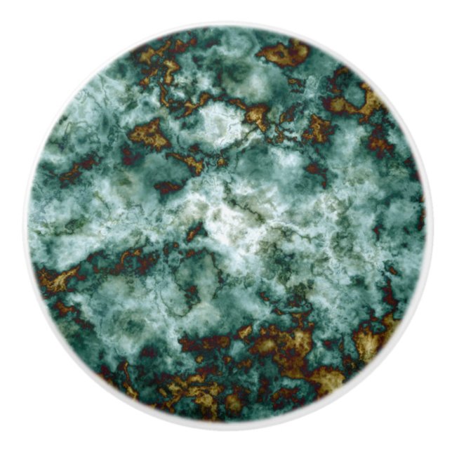 Green Marble Texture With Veins Ceramic Knob (Front)