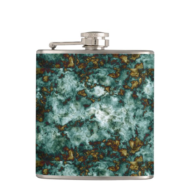 Green Marble Texture With Veins Hip Flask (Front)