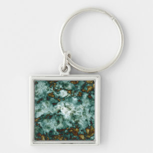 Green Marble Texture With Veins Key Ring
