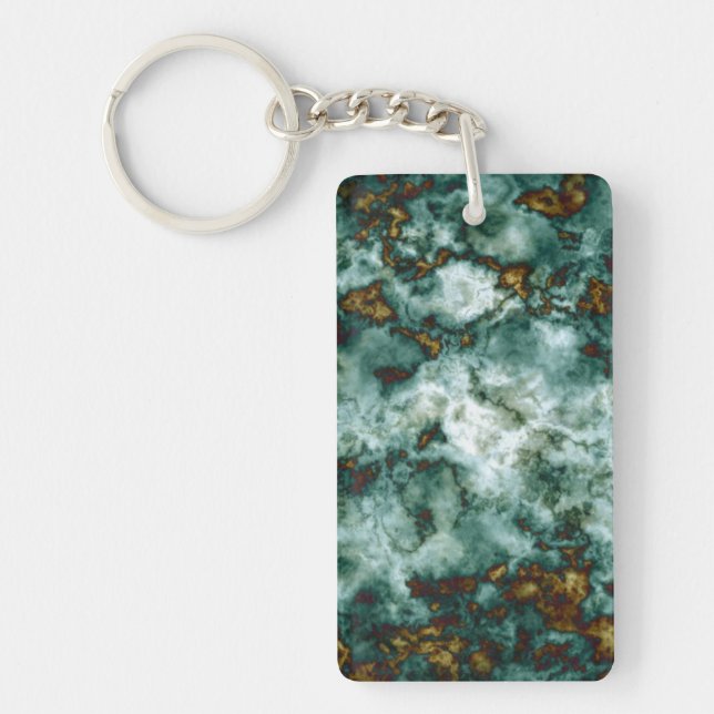 Green Marble Texture With Veins Key Ring (Front)