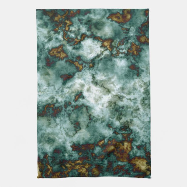 Green Marble Texture With Veins Tea Towel (Vertical)