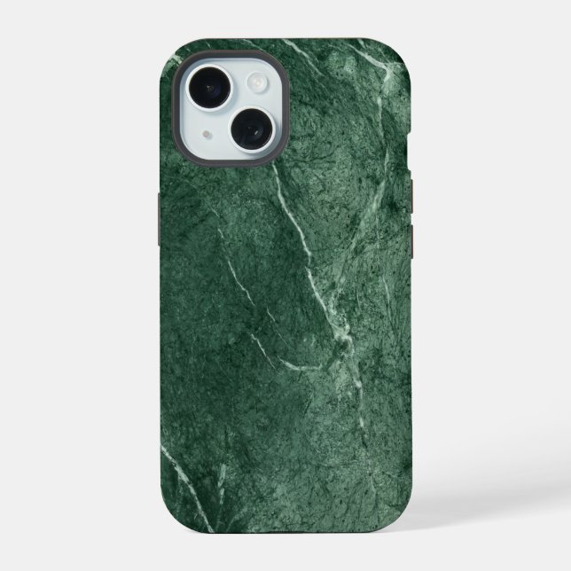 Green Marble Textured iPhone 15 Case (Back)