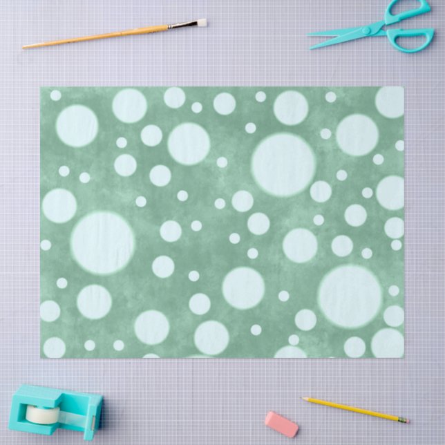 Green Marble White Polka Dots Pattern Decoupage Tissue Paper (Craft)