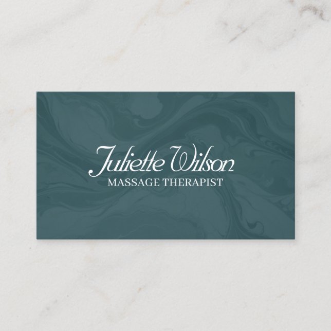 Green marble yoga and massage  business card (Front)