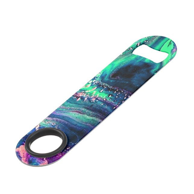 Green Marbled Bottle Opener (Front Angled)