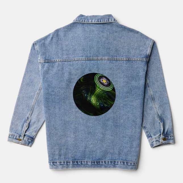 Green Marbled Lawn Bowl, Denim Jacket (Back)