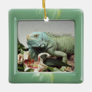 Green Marbled Lucite Modern Frame SQUARE Ceramic Ornament