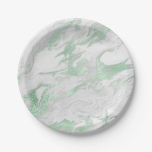 Green Marbled Paper Plate