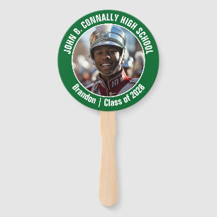 Green Marching Band Photo High School Spirit Hand Fan
