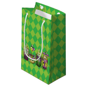 GREEN MARDI GRAS DIAMOND & PURPLE GOLD BEVERAGES SMALL GIFT BAG