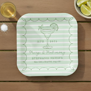 Green Margs and Matrimony Bachelorette Party Paper Plate