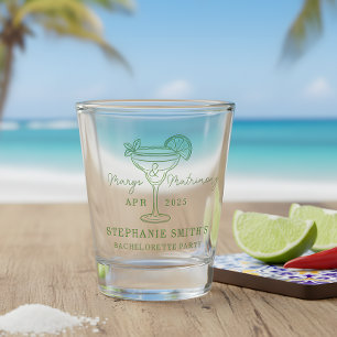 Green Margs and Matrimony Bachelorette Party Shot Glass
