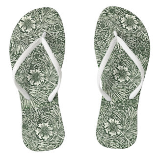 Green Marigold Elegance: Step Into Nature Thongs