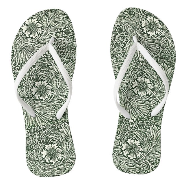 Green Marigold Elegance: Step Into Nature Thongs (Footbed)