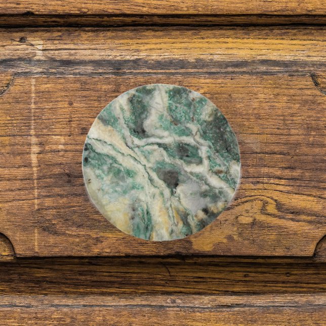 Green Mariposite Mineral Stone Pattern Ceramic Knob (In Situ)