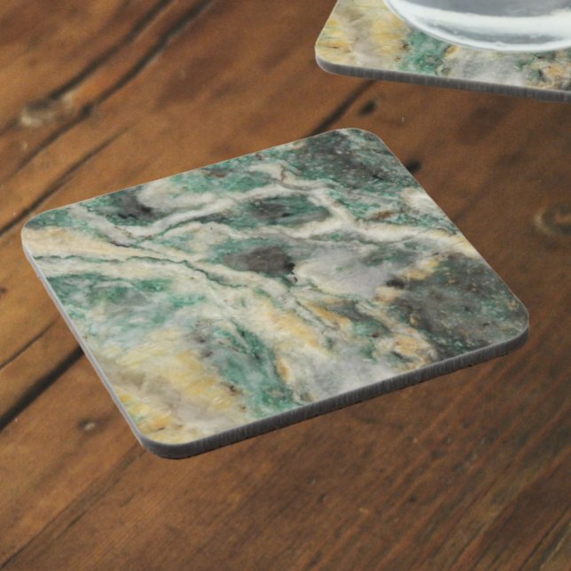 Green Mariposite Mineral Stone Pattern Coaster (In Situ)