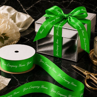 Green Marketing Branding Branded Company Name Satin Ribbon