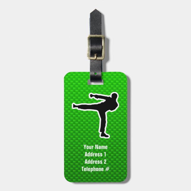 Green Martial Arts Luggage Tag (Front Vertical)