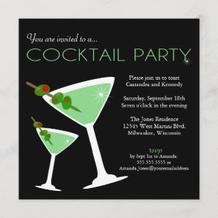 Green Martini Cocktail Party Invitation