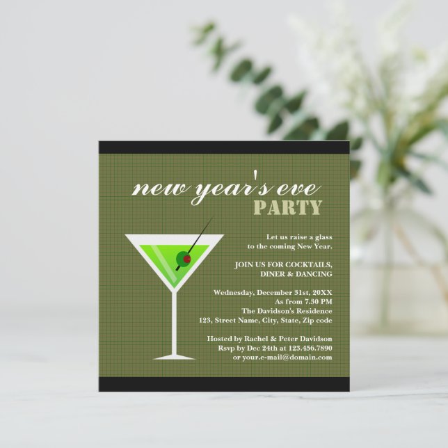 Green Martini Invitation (Standing Front)