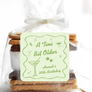 Green Martini themed Birthday Party Square Sticker