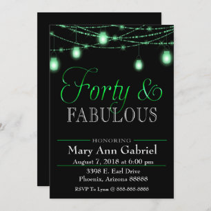 Green Mason Jars 40th Birthday Party Invite