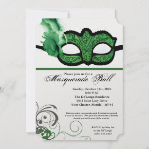 Green Masquerade Ball Mask Costume Halloween Part Invitation