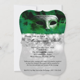 Green Masquerade Ball Mask Costume Halloween Part Invitation