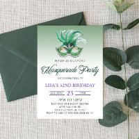 Green Masquerade Ball Party Mardi Gras Birthday
