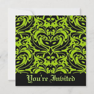 Green Masquerade Mask Halloween Black Invitation
