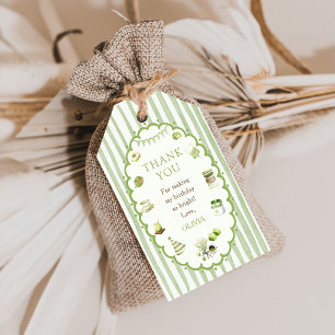 Green Matcha Stripes Birthday Gift Tags