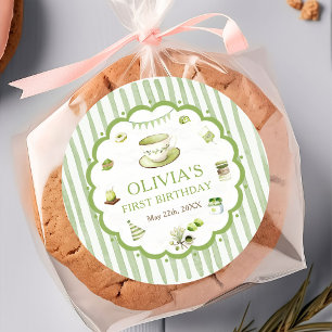 Green Matcha Stripes Birthday Sticker