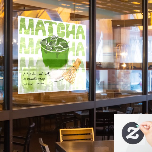Green Matcha with Milk and Vanilla Promotional (Restaurant Window)