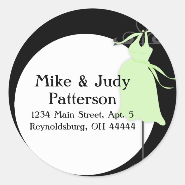 Green Maternity Dress Round Return Address Label (Front)