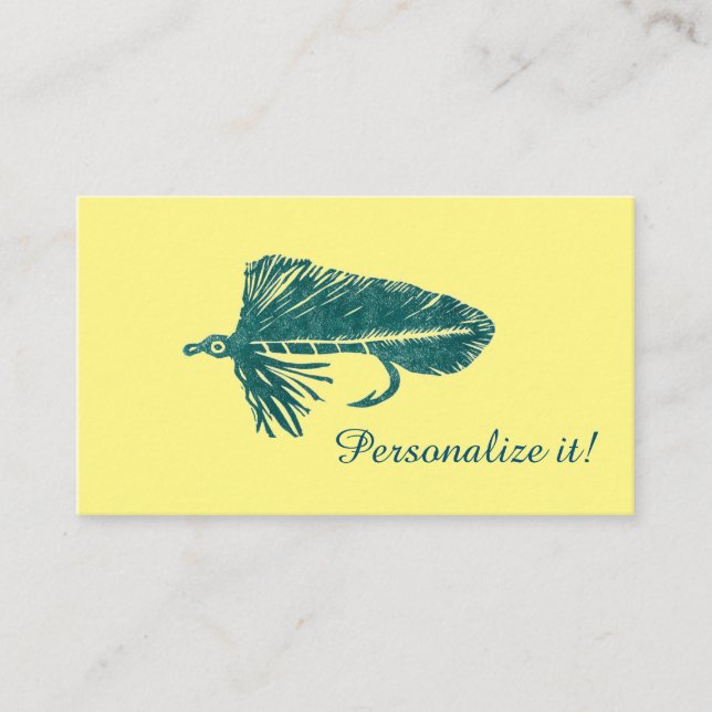 Green Matuka streamer fly fishing, fly tying art Business Card (Front)