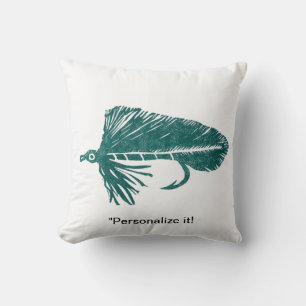 Green Matuka streamer, fly fishing, fly tying art Cushion
