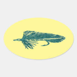 Green Matuka streamer, fly fishing, fly tying, art Oval Sticker
