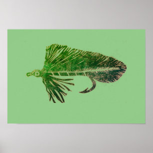 Green Matuka streamer, fly fishing, fly tying art  Poster