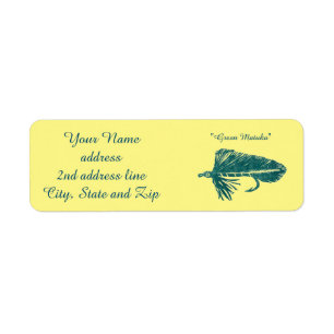 Green Matuka streamer, fly fishing, fly tying art Return Address Label