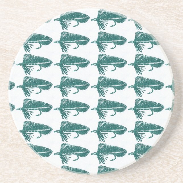"Green Matuka" Streamer Fly Pattern Coaster. Coaster (Front)