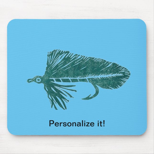 Green Matuka streamer, fly tying, fly fishing art Mouse Pad (Front)