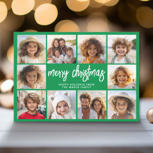 Green MCM - 10 Photo Collage - Merry Christmas Holiday Card