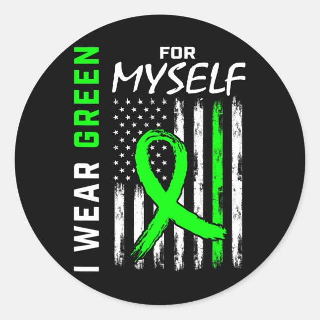 Green Me Myself Kidney Disease Cerebral Palsy Awar Classic Round Sticker (Front)