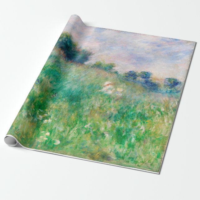 Green Meadow by Renoir Impressionist Painting Wrapping Paper (Unrolled)