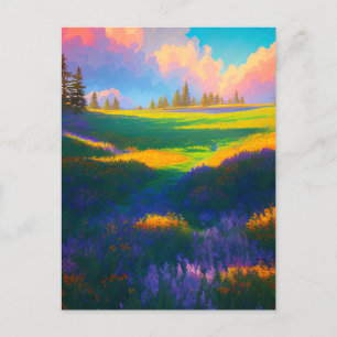 Green Meadow in Charming Summer Light Postcard